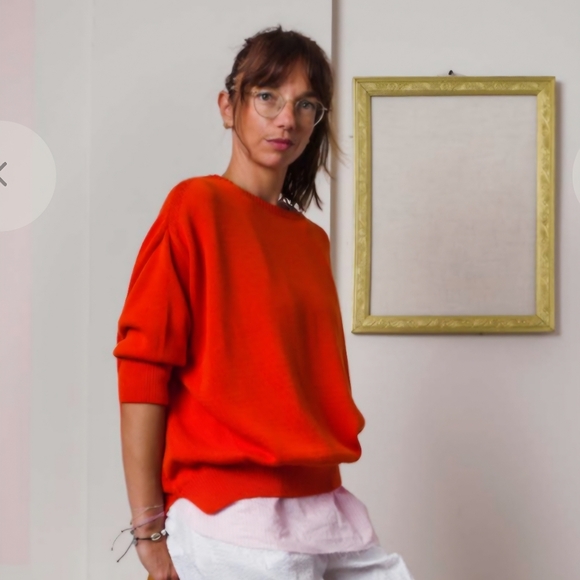 Gallego Desportes Sweaters - Gallego Desportes France Womens Oversized Cotton Balloon Orange Sweater M/L